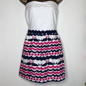 Lilly Pulitzer white with blue whales strapless dress size XS